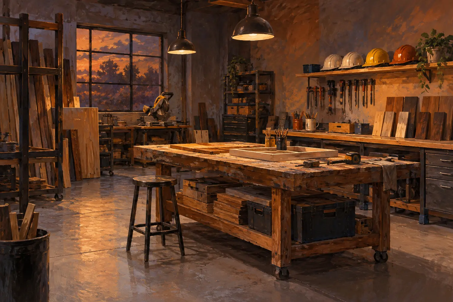 Illustration of construction businesses and their working space